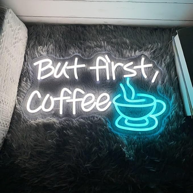 But First Coffee LED Neon Sign Custom Coffee Bar Shop Kitchen Wall Decoration - Image 3
