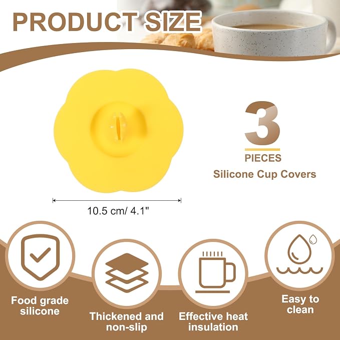 uxcell 3Pcs Silicone Cup Covers, 4.72" Heart Universal Cup Lids Reusable - Image 2