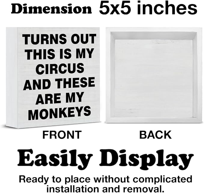 Office Desk Decor Funny Turns Out This Is My Circus Wood Block Sign Decor - Image 2