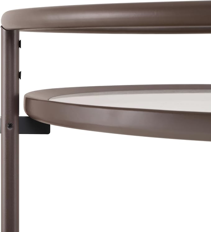 GDFStudio Modern Coffee Brown Round Bar Cart - Image 8