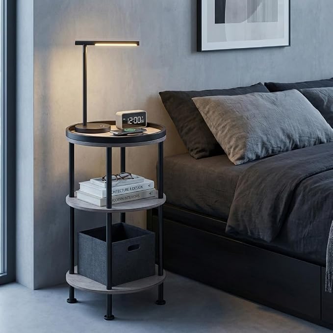 Small Round Side Table, Oak Round End Table - Image 9