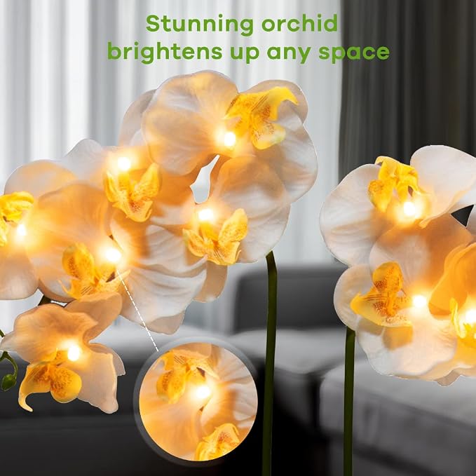HOMESEASONS Orchid Lamp-LED Lighted Orchid Arrangements, Pre Lit Artificial - Image 3