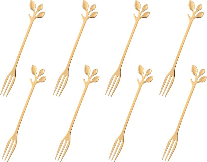 dcieiosul Gold Stainless Steel Dessert Fruit Forks Set of 8, Tableware Flatware by CAMDEA