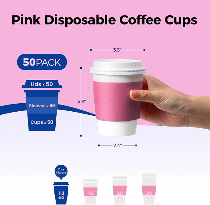 Fit Meal Prep 50 Pack 12 oz Disposable Coffee Cups - Image 2