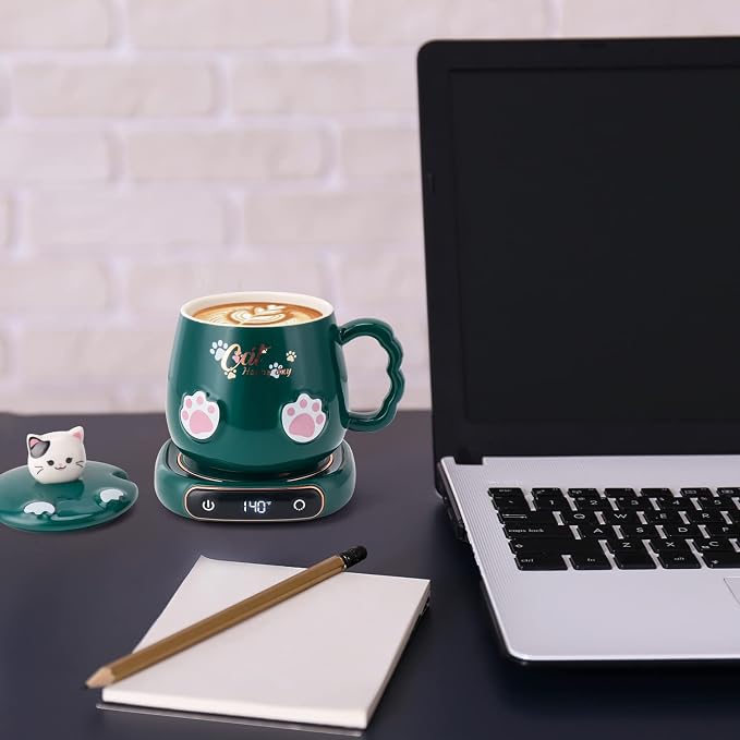 Bgbg Coffee Mug Warmer & Cute Cat Mug Set, Beverage Cup Warmer - Image 5
