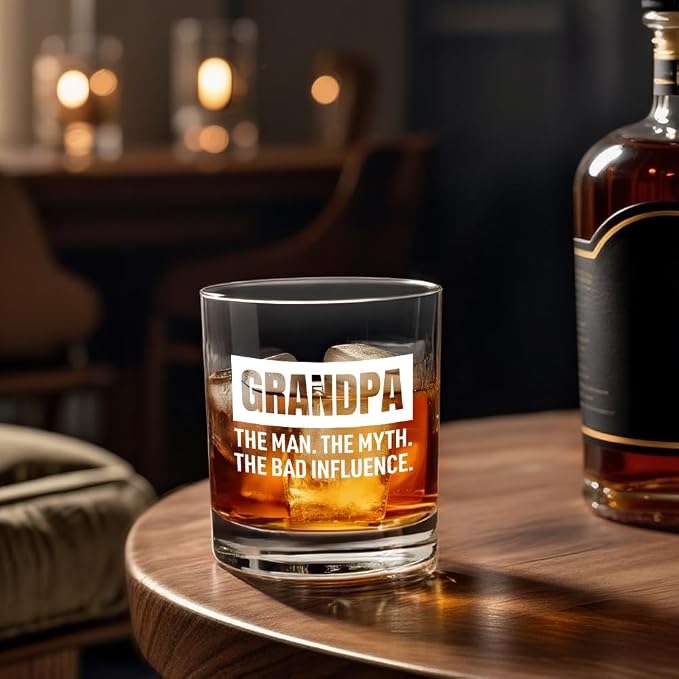Grandpa The Man The Myth The Bad Influence Whiskey Glass, Christmas Father's - Image 4