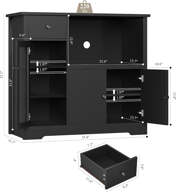 HORSTORS Microwave Cabinet, Kitchen Storage Cabinet - Image 3
