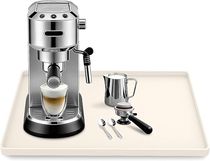 Silicone Coffee Maker Mat with Lip, 15.7'' x 11.8'' Heavy Duty Coffee Maker Mat by TOHONFOO