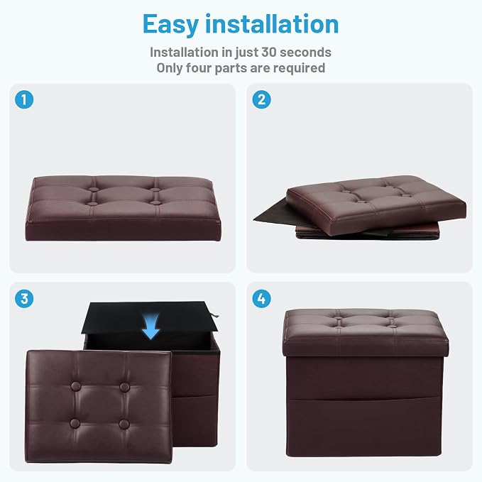 Bsketa Storage Ottoman Foot Rest Stool, Small Leather Storage Ottomans Bench - Image 4