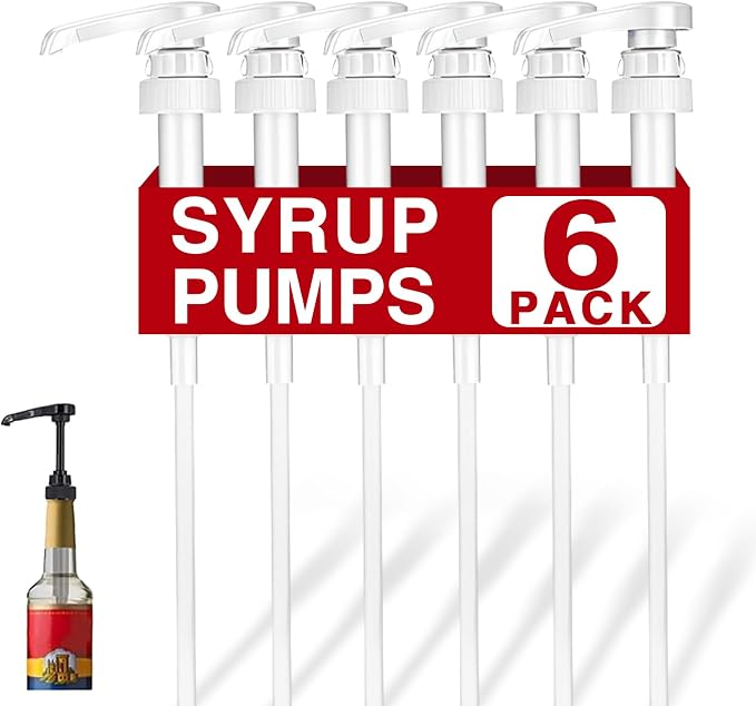 6 Pack White Syrup Pumps Leak Proof Coffee Syrup Dispenser, Fits 25.4 Oz Coffee by DupakSYS
