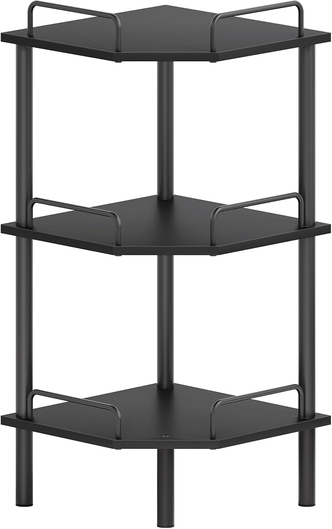 Tajsoon Corner Shelf Stand, 3 Tier Industrial Corner Shelves, Corner Shelving by Tajsoon