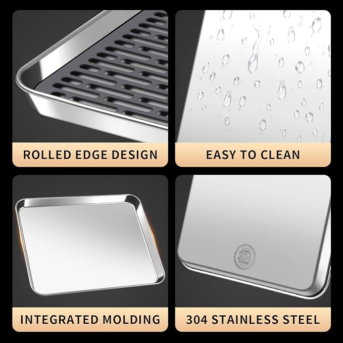 Stainless Steel Drain Tray, Cup & Dish Drying Rack, Drain Board 2 Tier Non Slip - Image 3