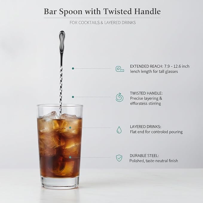 Stainless Steel Bar Spoon with Twisted Handle - Image 5