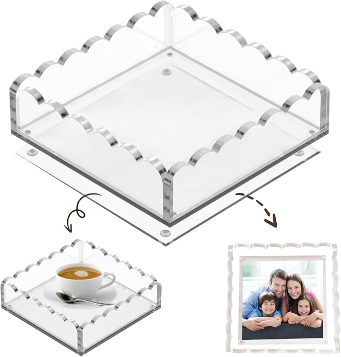 Scalloped Acrylic Tray with Magnetic Mat by Unknown