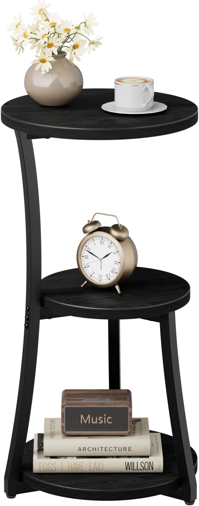 JUSTOGO Small Side Table, 3-Tier Round End Table by JUSTOGO