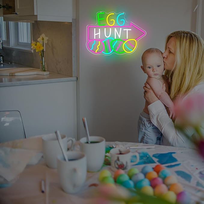 Easter Neon Sign for Wall Decor Easter Egg Hunt Led Sign Easter Decorations - Image 7