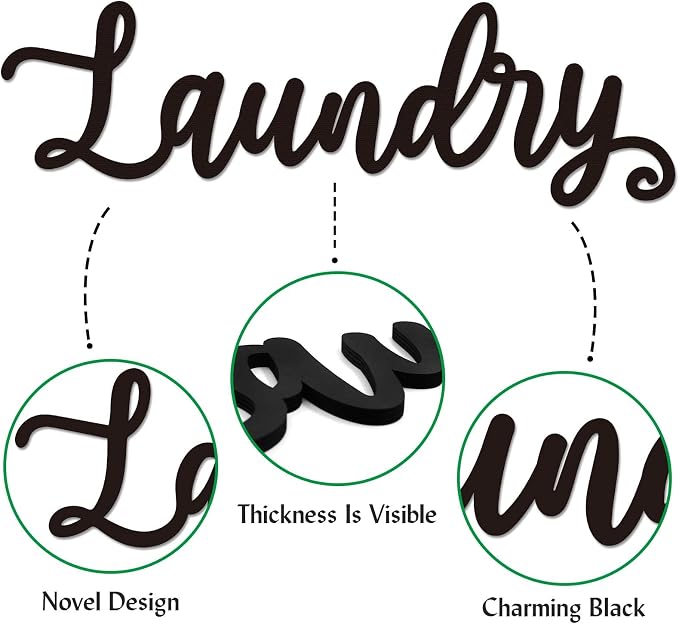 Huray Rayho Laundry Room Decor and Accessories Wooden Laundry Sign Wall Art - Image 4