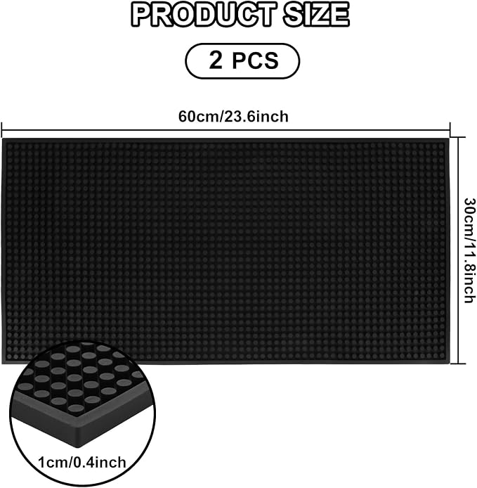 WOPPLXY 2 PCS 24"x 12" Rubber Bar Mats, Non-Slip Bar Service Spill Mat - Image 2