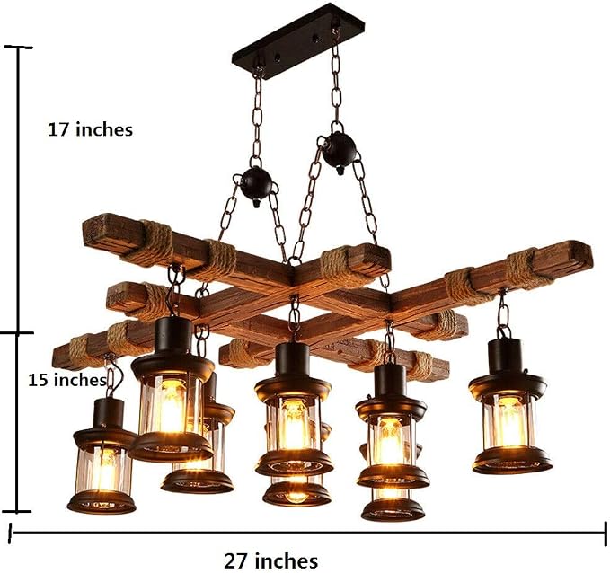 Farmhouse Pendant Light Chandelier Farmhouse Wooden Hanging Island Lighting - Image 5