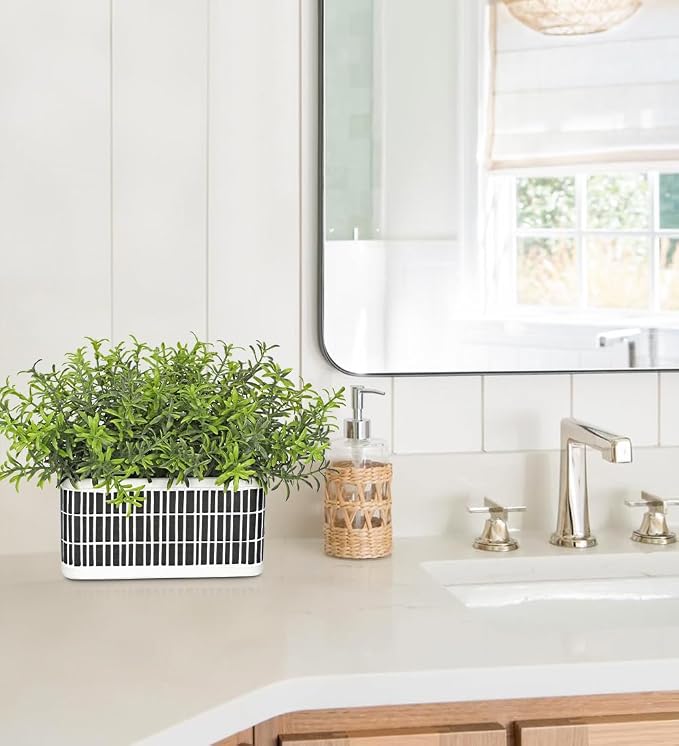 Artificial Plants Indoor Small Fake Plants in Pot Rustic Faux Boxwood Greenery - Image 6