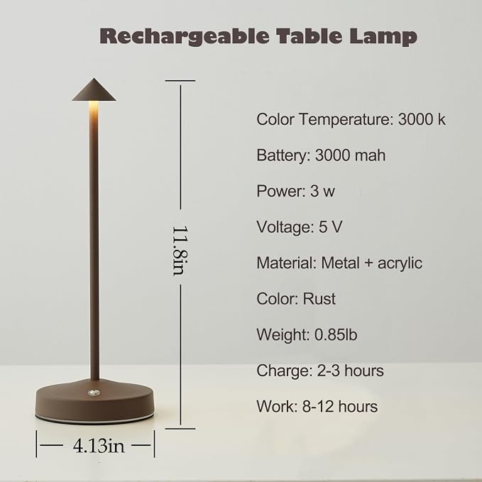 Rechargeable Cordless Table Lamps, Modern Battery Operated Table lamp, Portable - Image 2