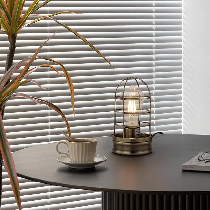 Cerdeco Small Retro Bronze Vintage Table Lamp, Industrial Desktop Lamp - Image 3