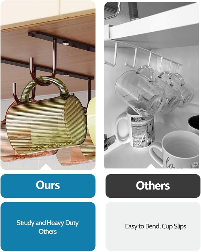 Luckinow 3 Pack Mug Hooks Under Cabinet, Coffee Mug Holder - Image 3