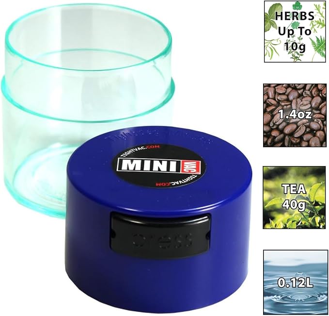 Tightpac - Minivac - Dark Blue Cap - Clear Body - 1.4oz - .12 Liter - Image 2