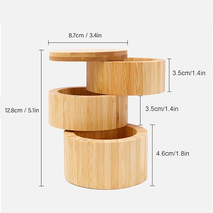 HERCHR Salt Cellar with Swivel Lid, 3 Tier Salt Box Jar Storage Container with - Image 2