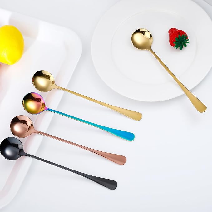 8 Pieces Iced Tea Spoons, 7.3 Inch Long Handle Ice Cream Spoon, Stainless Steel - Image 5