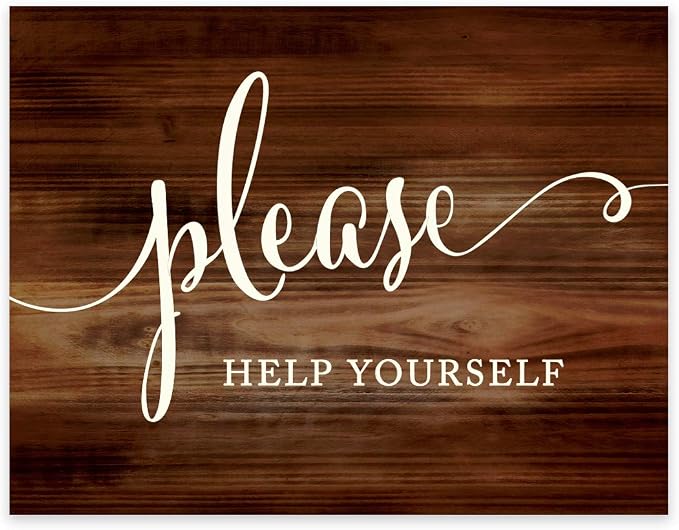 Andaz Press Wedding Party Signs, Rustic Wood Print, 8.5x11-inch, Please Help by AndazPress
