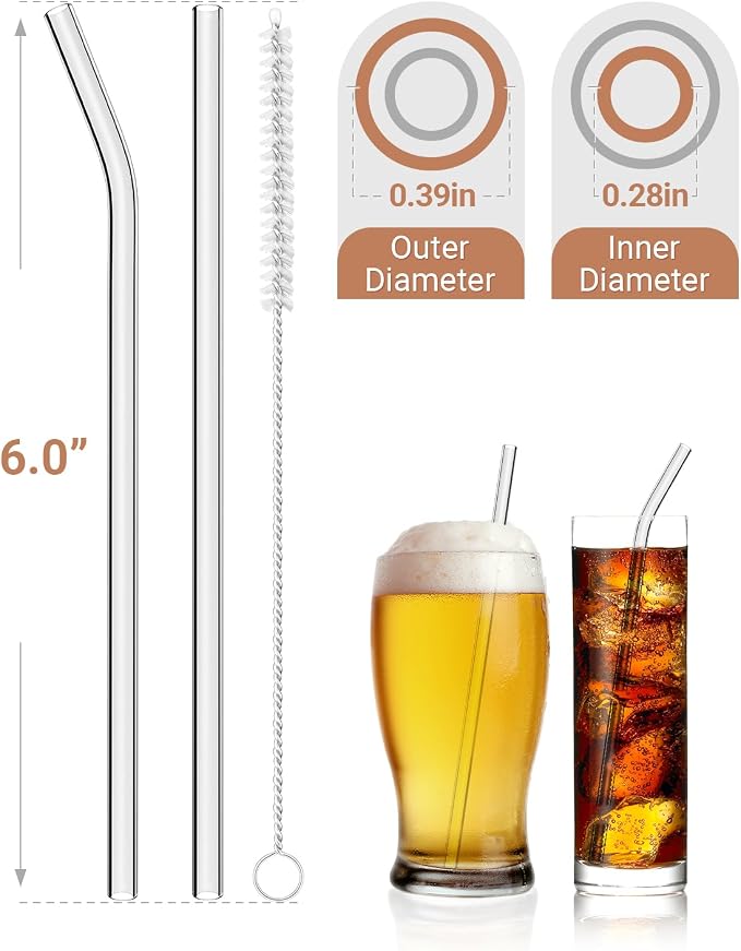 Foogwee® 20 Packs Reusable Glass Straws Set - Image 2
