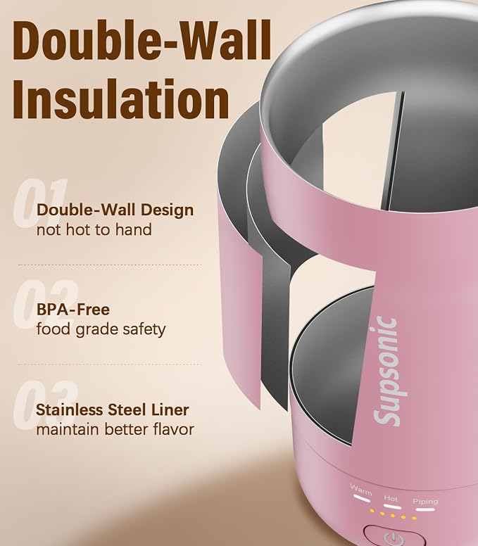Supsonic - 14oz Heated Coffee Mug, Self-Heating Travel Mug - Image 6