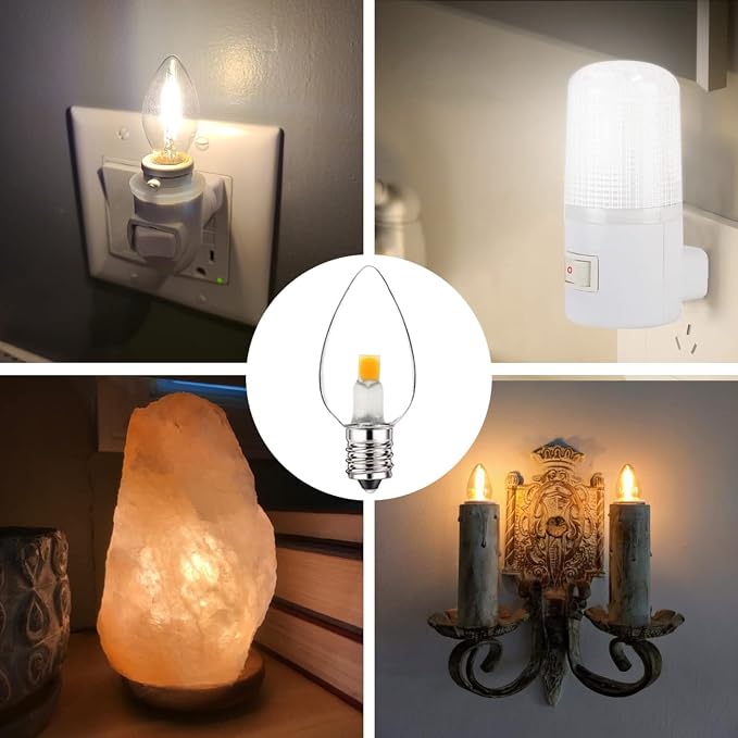 Jslinter 12-Pack C7 LED Night Light Bulb, Candelabra Light Bulbs E12 Base - Image 4