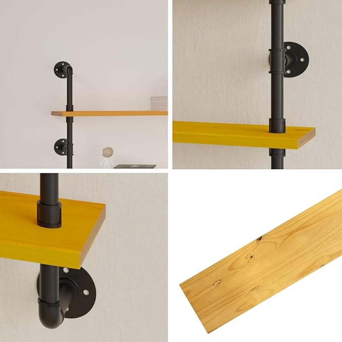 HDDFER Floating Shelves for Wall Bookshelf Industrial Pipe Shelving Shelves - Image 5