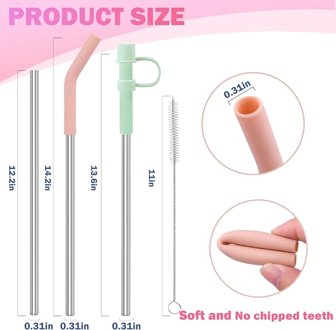 LUCKINEE 6pc Stainless Steel Straws Reusable - Image 2