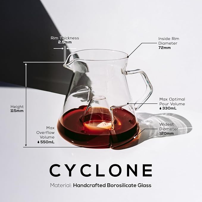 AVENSI WAVE - COFFEE - CYCLONE Sensory Carafe - Glass - 1 piece - No Cork Lid - Image 5