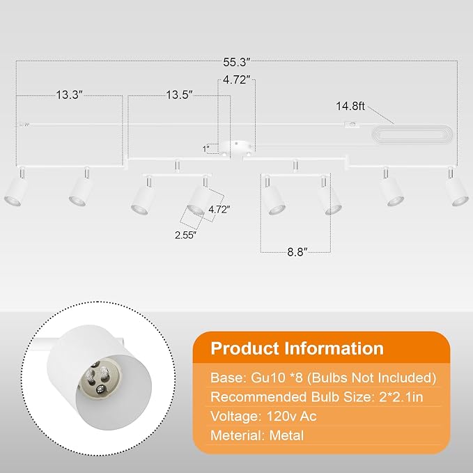 Plug in Track Lighting LED, Track Lighting Fixtures Ceiling, Plug in Wall Light - Image 4