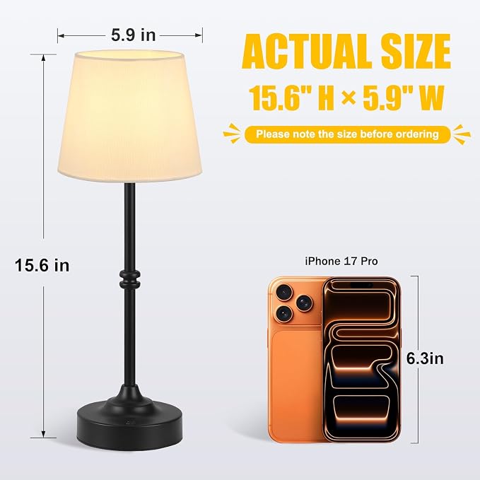 Kakanuo Rechargeable Cordless Table Lamp Black - Image 3