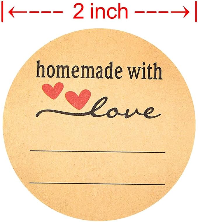 2 Inch Homemade with Love Stickers, Self-adhesive Canning Labels - Image 3