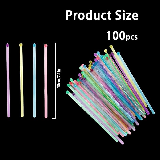 100 Pcs Plastic Drink Swizzle Sticks, Cocktail Stirrers, Stirring Stick - Image 2