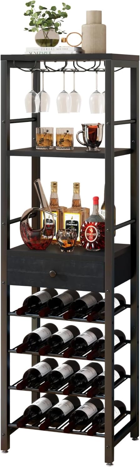 IBUYKE Wine Rack Freestanding Floor, Bar Cabinet by IBUYKE