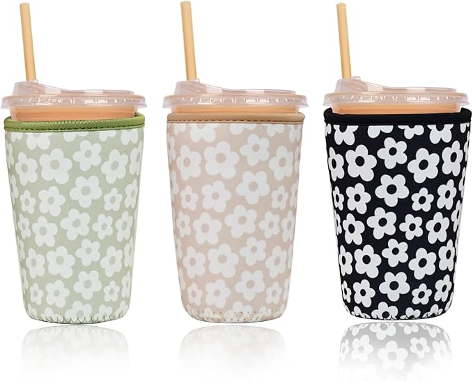Haevola 3 Pieces Reusable Insulated Neoprene Iced Coffee Cup Sleeve, Durable by Unknown
