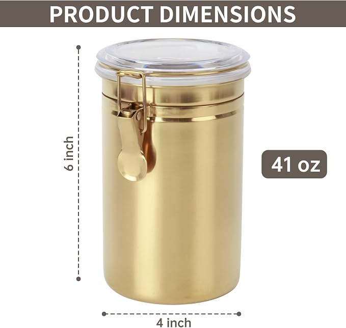 Kitchen Canister 41 oz, Airtight Stainless Steel Kitchen Food Storage Container - Image 2