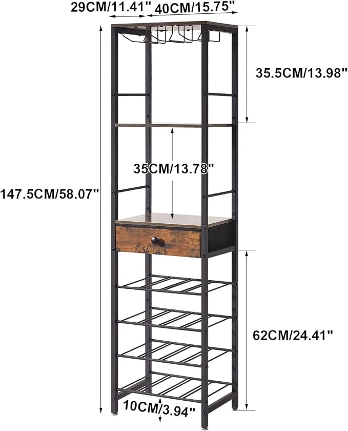 IBUYKE Wine Rack Freestanding Floor, Bar Cabinet - Image 6