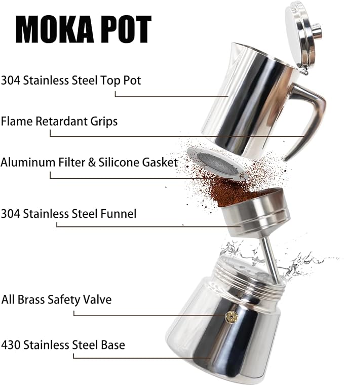 12 Cup Thickened 304 Stainless Steel Moka Pot Stovetop Espresso Maker Cafeteras - Image 4