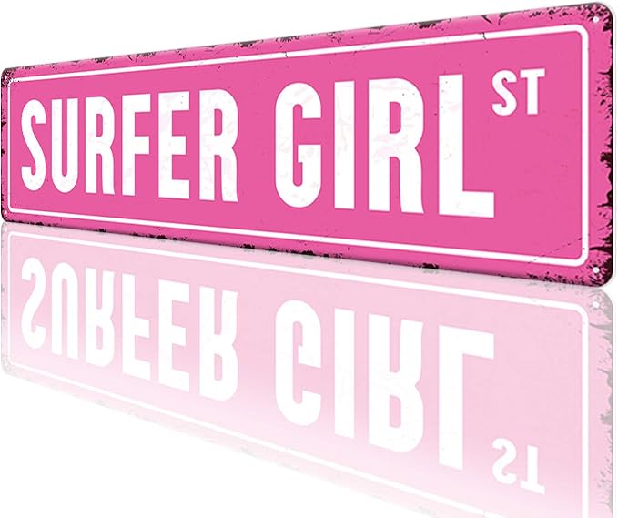 Surfer Girl St Tin Sign Vintage Metal Sign Retro Wall Art Poster Rustic Hanging - Image 4