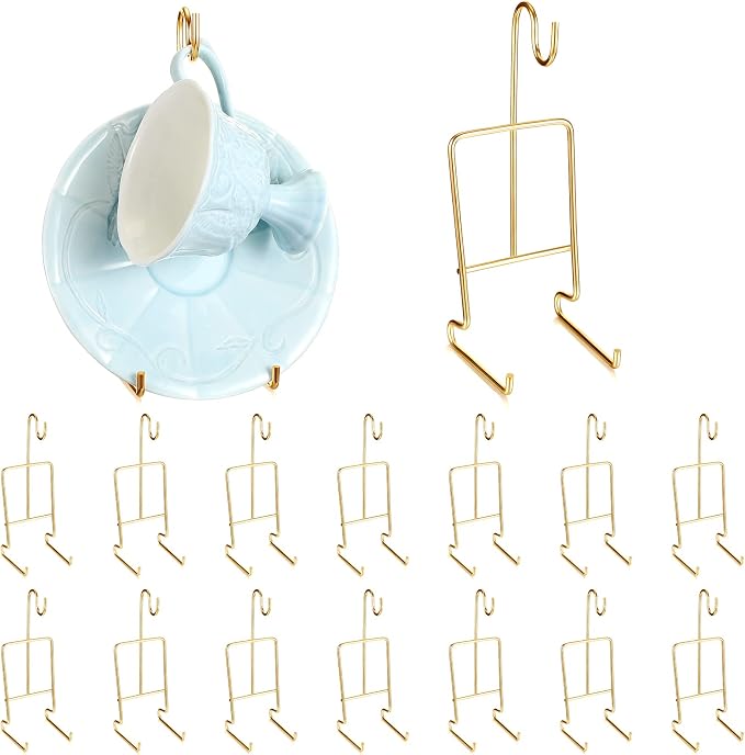 Suclain 16 Pcs Small Tea Cup and Saucer Display Stand Holder Rack China Metal by Suclain