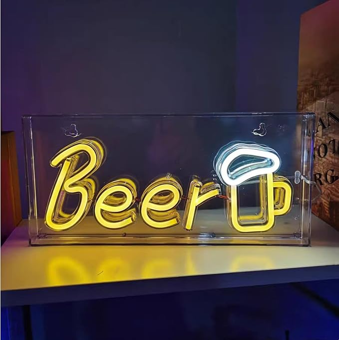 Bar Neon Sign for Man Cave, Home Bar, 3D LED Standable Beer Neon Light Powered by HFHungkeong