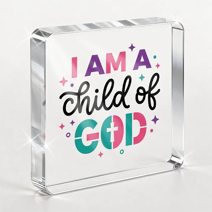 Christian Gifts for Women Desk Decor, Boho Inspirational Religious Acrylic Sign by PQV